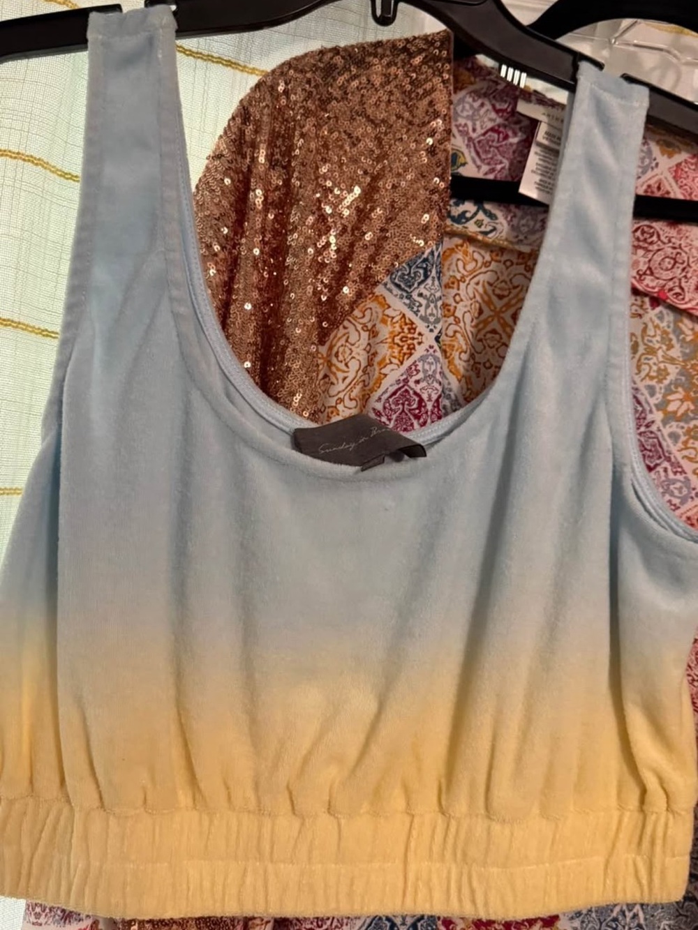 Sunday in Brooklyn Anthropologie Blue to Yellow Ombre Cropped Tank